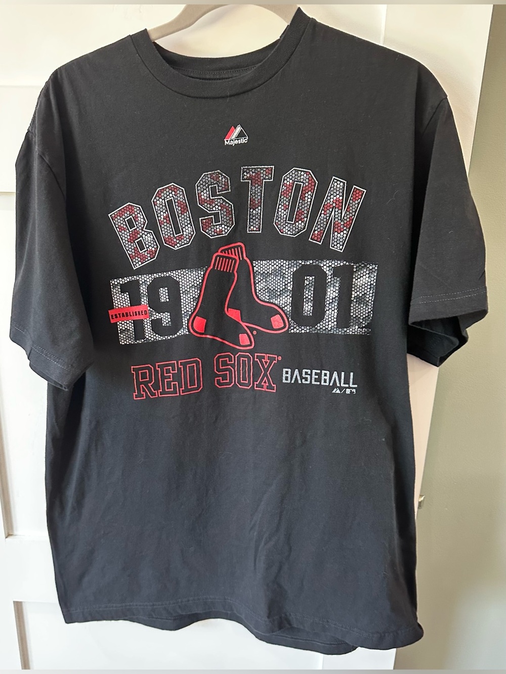 Boston Red Sox Snake Skin Spell Out T Shirt Mens Sz XL MLB Baseball Sports Black